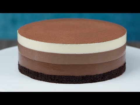 آشپزی مدرن-کیک موس شکلات سه طبقه بسیار لذیذ و زیبا